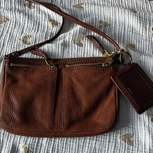 Fossil Tan Leather Crossbody Bag